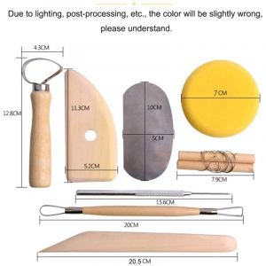 8 Pcs Outils Kit Poterie, Poterie Terre Poterie Outil Sculpture, Outil de Poterie Sculpture Argile Modelage pour D&eacute;butants, Artiste DIY,