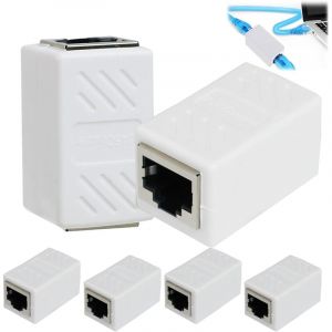 6 pi&egrave;ces Coupleur RJ45 Cat7, Connecteur D'Extension de C&acirc;ble lan, Adaptateur RJ45 Connecteur Femelle-Femelle Blind&eacute; avec C&acirc;bles Cat5, Cat5e, Cat6,