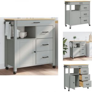 Chariot de cuisine MONZA 84x40x90 cm bois massif de pin - Chariot De Cuisine - Chariot &Agrave; L&eacute;gumes - Meuble De Rangement - Mobilier De Cuisine