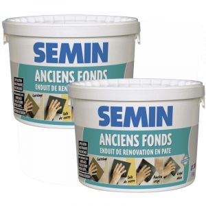 Lot de 2 enduits de rénovation pour les supports irréguliers Anciens Fonds Semin spécial toile de verre, carrelage, peinture - intérieur/extérieur