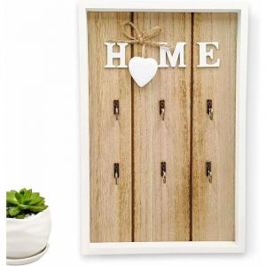 Lntyq - Armoire à clés, Boîte à clés Murale en Bois, avec 6 Crochets à Suspendre pour clés, Boîte de Clés en Bois Armoire à clés, Accessoire Parfait