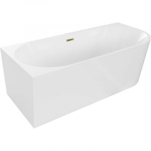 Mexen - Mia baignoire &icirc;lot angulaire gauche 180 x 80 cm, blanche, &eacute;vacuation dor&eacute;e - 52691808000L-50
