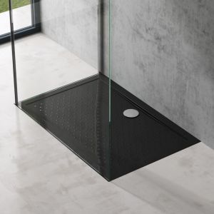 Doporro - Bac &agrave; douche 90x120 Receveur de Douche Antiglisse Rectangulaire Noir Lucia02AR 90x120x4 +Bonde AL02