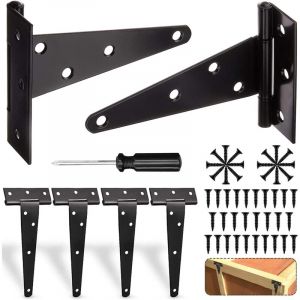 Charni&egrave;re en T Paumelles Charni&egrave;re porte Charni&egrave;res en T de Porte de Grange 6PCS, Penture Volet Bois avec 42pcs vis Pour Les Portes d'usine, Les