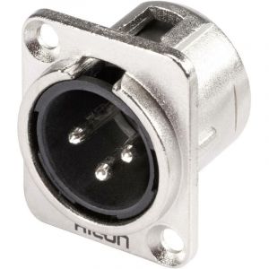Hicon - xlr embase mâle, contacts droits HI-X3DM Nombre de pôles: 3 argent, noir 1 pc(s) D14689