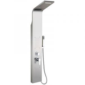 Colonne de douche en acier inoxydable avec Jets de Massage Tête de Douche en Pluie et en Cascade 140×20×7cm argent