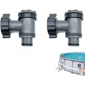 Lot de 2 vannes d'arr&ecirc;t pour piscine In-tex - Vanne &agrave; piston pour piscine hors sol - Vanne de remplacement pour piscine hors sol - Kit de