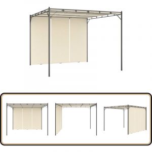 Vidaxl - Belv&eacute;d&egrave;re de jardin avec rideau lat&eacute;ral 3x3x2,25 m Cr&egrave;me - Abris De Jardin - Auvent De Jardin - Gazebo - Parasol - Abri Solaire