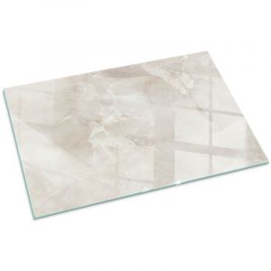 Plaque Rectangulaire en verre tremp&eacute; sous chemin&eacute;e et po&ecirc;le protection sol parquet Motif marbre naturel 100x70 cm