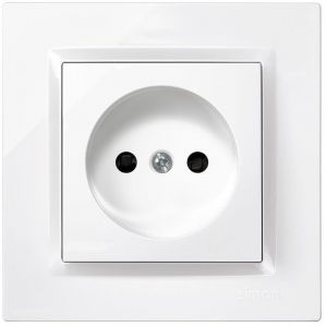 Prise bipolaire blanche avec cadre 'S&eacute;rie 10' sans prise de terre en plastique 16A 230V IP20 8,4x4x8,4cm Simon