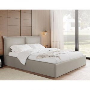 John - lit coffre - 160x200 cm - en velours - sommier inclus - taupe