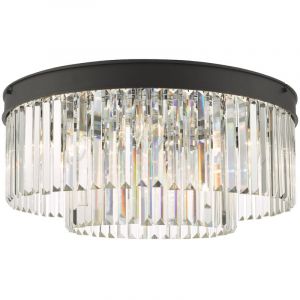 Dar Celeus Plafonnier 6 Lumi&egrave;res Anthracite Mat & Cristal