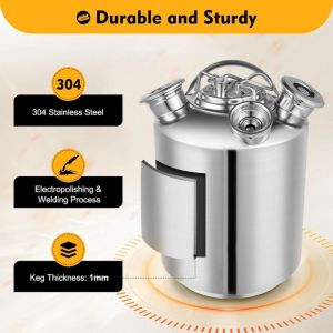 F&ucirc;T De Nettoyage De Bi&egrave;Re 10l Tonneau De Nettoyage De Bi&egrave;Re en Acier Inoxydable Pompe A Biere Machine A Biere Tonneau Metal R&eacute;Servoir De Nettoyage &agrave;