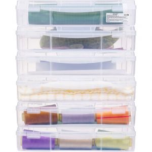 Mophorn - Lot de 6 boîtes de rangement pour papier de scrapbooking, boîtes de jeux de société empilables en plastique, étui à documents transparent