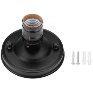 Support de lampe de plafond/applique murale industrielle vintage E26/E27, douille &agrave; vis noire