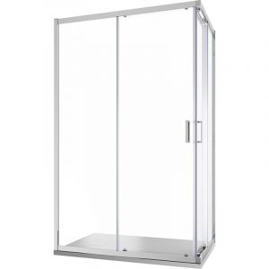 Cabine de douche coulissante 80x80 cm Profil&eacute;s en aluminium chrom&eacute; Verre transparent 6 mm h185 - R&eacute;versible Mod. Tonga