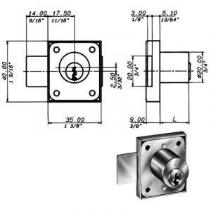 Serrure pour meubles verrou lat&eacute;ral 2243 Meroni