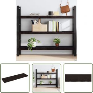 The Living Store - tagère murale marron foncé bois chêne massif traité - Étagère Murale - Étagère Rustique - Étagère En Bois - Étagère Chêne