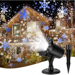 Projecteur de No&euml;l Ext&eacute;rieur, Lampe LED Effet Flocons de Neige &Eacute;tanche IP65, Lumi&egrave;res de Projection Chute de Neige pour D&eacute;coration Int&eacute;rieure et