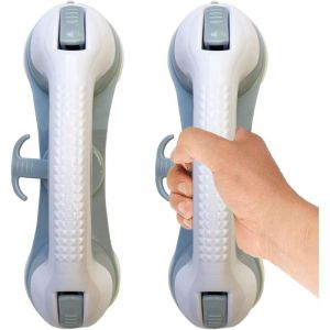 2 pcs Poign&eacute;e de Douche Poign&eacute;e de Baignoire,avec 3 Ventouse Mobiles Barres D'appui de Salle de Bain,Poign&eacute;e ventouse,Sans Per&ccedil;age,Barres d'appui de