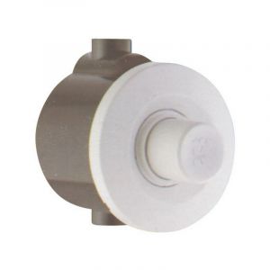 Commande pneumatique &agrave; bouton-poussoir pour r&eacute;servoir de chasse d'eau. En ABS blanc avec kit de raccordement &agrave; la chasse d'eau -