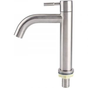 Robinet d'eau froide simple en acier inoxydable bross&eacute; Robinet de lavabo Robinet Accessoires de salle de bain Maison Cuisine Salle de bain (Robinet