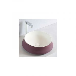 Bernstein - Vasque / Evier design rond en c&eacute;ramique sanitaire &agrave; poser sur meuble salle de bain et toilettes - 45,5x45,5x15 cm - KW6188 - Couleur et