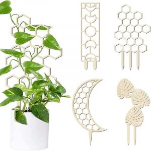CCYKXA Ensemble de 4 tuteurs pour plantes grimpantes, tuteurs en bois pour plantes d'int&eacute;rieur, treillis pour plantes d'int&eacute;rieur, mini-plantes en