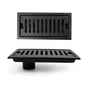 Grille Douche, 20 x 10 cm Siphon de Sol Rectangulaire, Caniveau de Douche, Noir Siphon de Sol avec Grille en Acier Inoxydable, Convient pour wc,