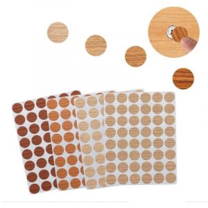 192 Pi&egrave;ces 15mm Cache Vis, Autocollant Bois en Texture Bois PVC Cache Trou Meuble Cache Vis Adhesif Cache Trou Mur Autocollants pour Trous de Vis