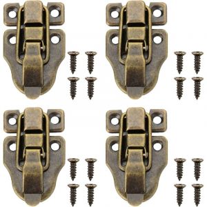 4Pcs Fermoirs pour Boite en Bois, R&eacute;tro Loquet de Fermeture Malle et Coffre, avec Vis,Loquet Bo&icirc;tes Petite Taille R&eacute;tro Fermoir pour Bo&icirc;te &agrave;