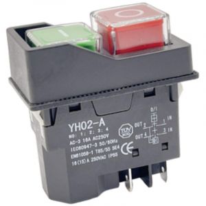 Interrupteur Magn&eacute;tique Etanche, 4 Broches Bouton Poussoir Marche/Arr&ecirc;t Commutateur Arr&ecirc;t de D&eacute;marrage Accessoires pour Machines-Outils 250V 16A,