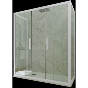Forte - Parois douche 3 côtés 90x140 coulisse Blanc Star Trio