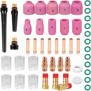 49 Pi&egrave;ces Accessoires de Poste a Souder Fil Fourr&eacute;, Kit D'accessoires de Soudage Tig, Consommables pour Pistolet de Soudage TIG pour WP - 9/17/18/26