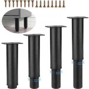 4 Pi&egrave;ces Pied de Meuble Reglable, M&eacute;tal Pied Reglable pour Meuble, Noir Pied Reglable, Pieds Meuble, Pieds de Meuble de Salle de Bain Convient aux