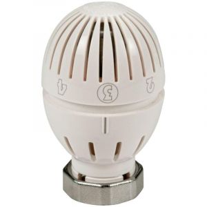 T&ecirc;te thermostatique pour radiateur eau chaude avec bulbe liquide - Diam&egrave;tre: 49 mm - Bulbe liquide - Blanc