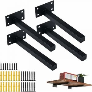 4 Pcs &Eacute;querre &Eacute;tag&egrave;re Support &Eacute;tagere pour Murale Fixation, Supports d'&eacute;tag&egrave;re Murale,Robuste Support du2019Angle,Plateaux de Fixation R&eacute;tro en