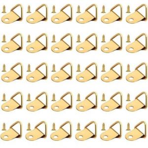 Crochets pour cadres photo, crochets dor&eacute;s pour cadres photo, attaches pour tableaux, anneaux triangulaires pour cadres photo, crochets muraux, lot