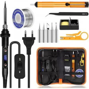 APEX Fer &agrave; souder LCD 80 W, fer &agrave; souder &agrave; temp&eacute;rature r&eacute;glable de 180 &agrave; 500 &deg;C, kit de 13 pi&egrave;ces
