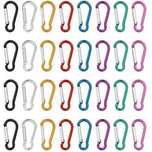 Mousqueton, Petit Mousqueton 8 Couleurs Mini Mousqueton Aluminium Petit Mousqueton Porte Cl&eacute; L&eacute;ger Et R&eacute;sistant Porte Clef pour Randonn&eacute;es Camping