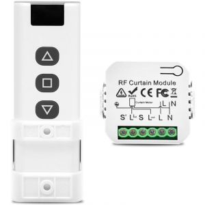 Kit de commande de volet roulant sans fil avec t&eacute;l&eacute;commande, compatible avec volets roulants, stores, stores, montage facile, port&eacute;e jusqu'&agrave; 100 m,