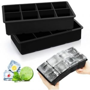 Largeight - Bac a Glacon, 2 Pi&egrave;ces 16 Compartiments Moule a Glacon Bac Glacon Silicone, Reutilisable Gl&ccedil;ons Carr&eacute;s 5cm pour Nourriture B&eacute;b&eacute;, Pur&eacute;es