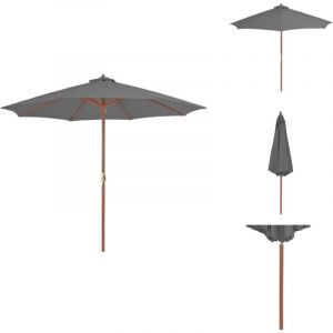 Parasol d'extérieur avec mât en bois 300 cm anthracite - Parasol De Jardin - Parasol Exterieure - Parasol Bois - Parasol Rectangulaire - Parasol 3