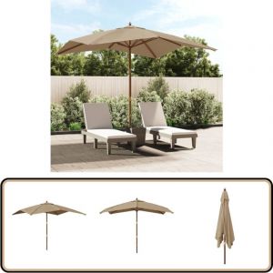 Parasol de jardin avec mât en bois taupe 300x300x273 cm - Parasol De Jardin - Parasol Exterieur - Parasol Taupe - Parasol Bois - Parasol Rectangulaire