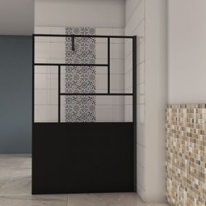 AICA Paroi de douche style Atelier 100x200cm,avec une barre de fixation 90cm,en 8mm verre anticalcaire,Paroi douche italienne,Conception et intimit&eacute;