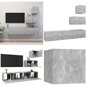 Vidaxl - Ensemble de meubles tv 4 pcs Gris béton Bois d'ingénierie - Meuble Tv Gris - Meuble Tv Suspendu - Ensemble Meuble Tv - Meuble Hifi