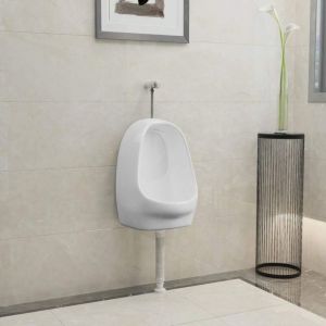 Jamais utilis&eacute;] Dpzo Urinoirs Suspendus, Debout Toilettes Urine Bassin, Urinoir Suspendu avec Valve de Chasse d'eau C&eacute;ramique Blanc pour Toilettes