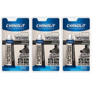 Cyanolit - Lot de 3 Colles sp&eacute;cial Caoutchouc & Plastiques 50ml