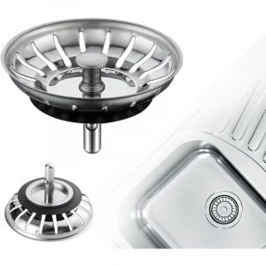 Bouchon d'&eacute;vier de 80 mm, cr&eacute;pine d'&eacute;vier de cuisine, cr&eacute;pine d'&eacute;vier universelle en acier inoxydable &eacute;pais pour cuisine, cr&eacute;pine d'&eacute;vier de cuisine,