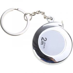 Porte-cl&eacute;s m&egrave;tre ruban - Mini m&egrave;tre ruban fonctionnel r&eacute;tractable en acier inoxydable de 2 m de long - Durable Argent